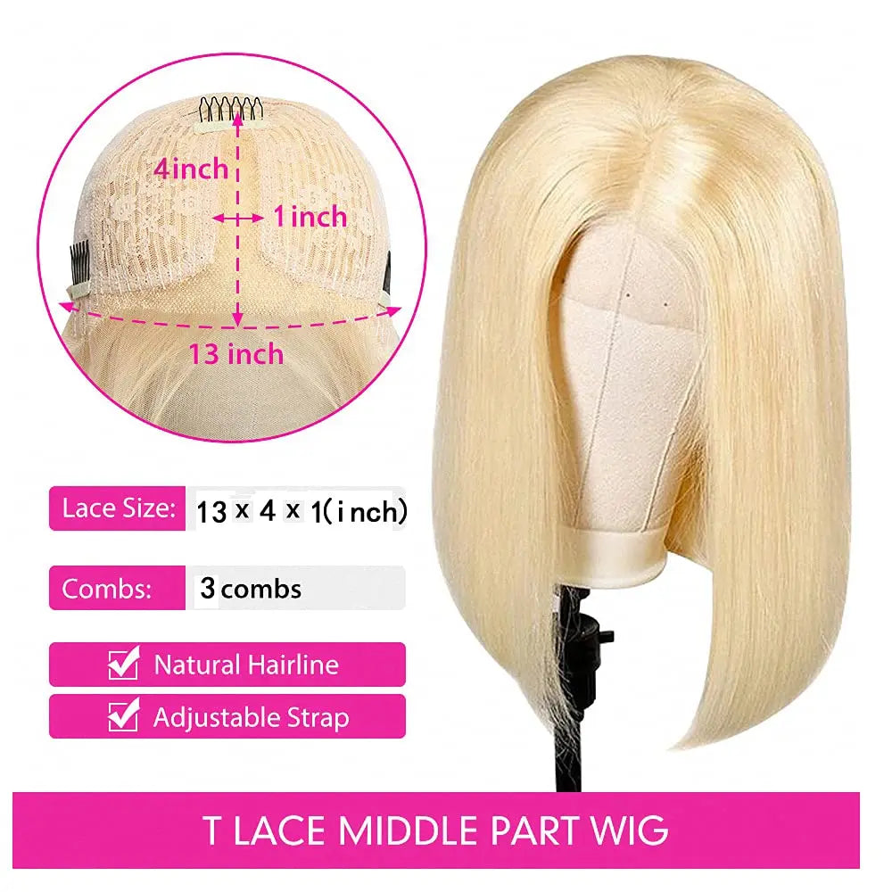 Blonde Bob Wigs Deep Part 13x4 Human Hair