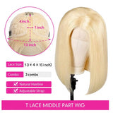 Blonde Bob Wigs Deep Part 13x4 Human Hair