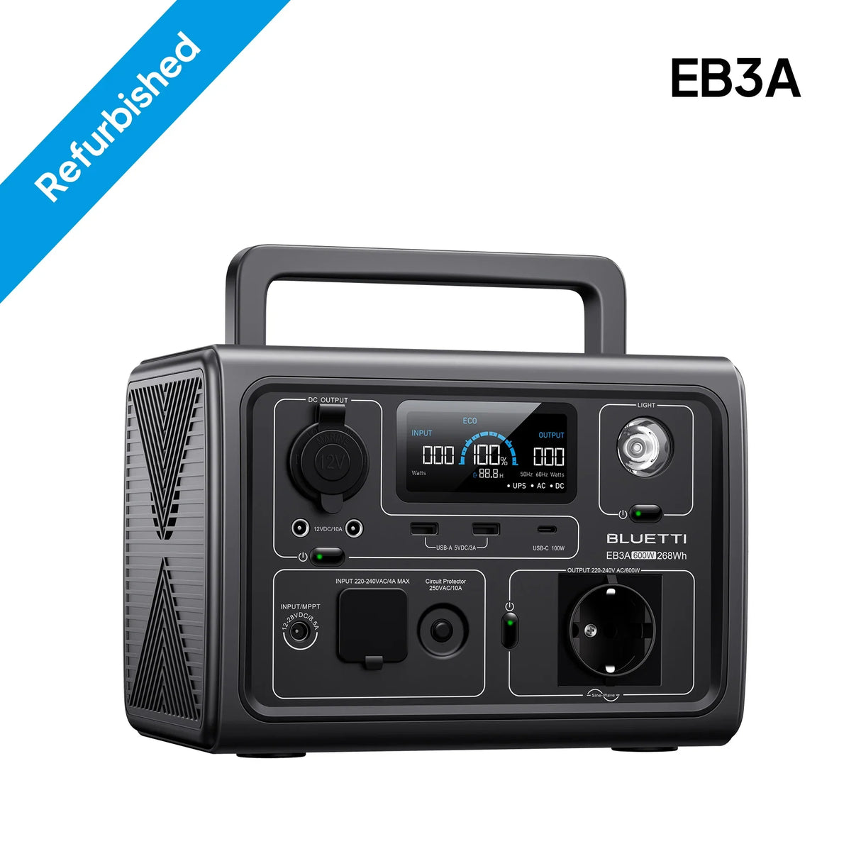 Bluetti EB3A Refurbished 268Wh 600W Portable Power Station