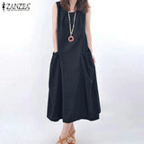 ZANZEA Summer Sleeveless Maxi Dress Women Fashion Work