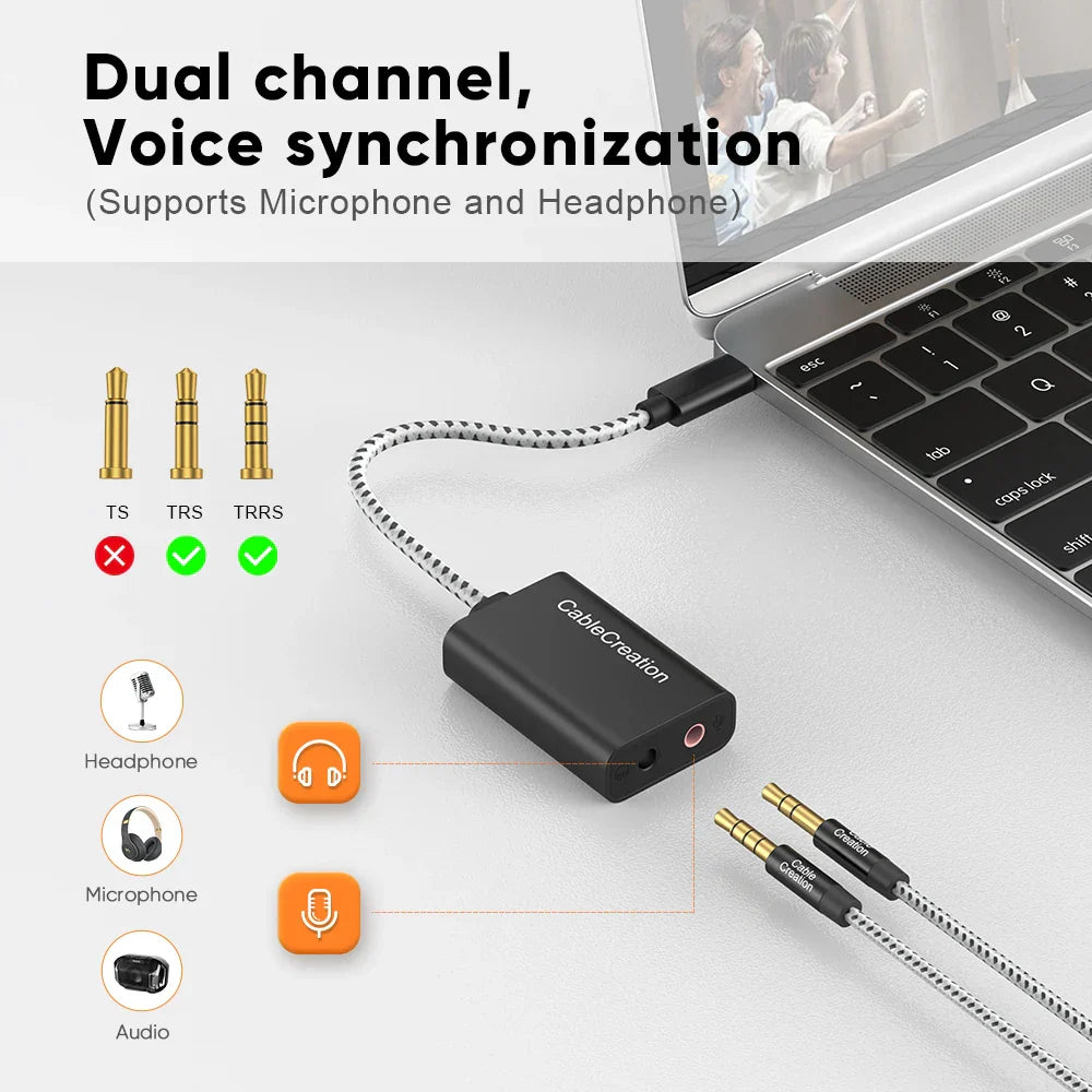 CableCreation USB Type C External Sound Card Type