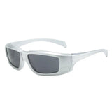 Punk Y2K Silver Rectangle Sport Sunglasses Men Women