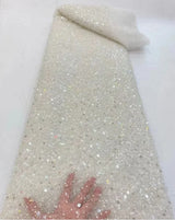 Heavy silver Sequins Lace Fabric With Bead Sequins