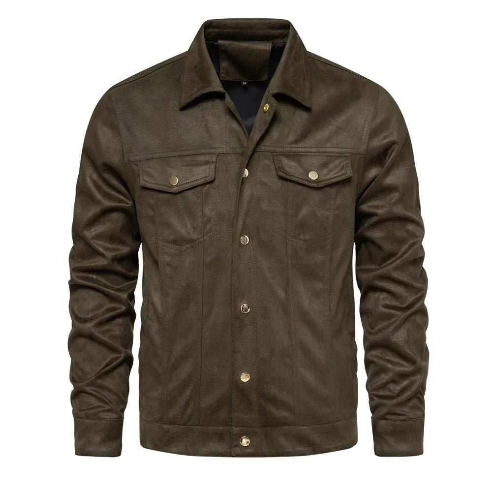 2023 New Autumn Winter Suede Leather Jacket Men