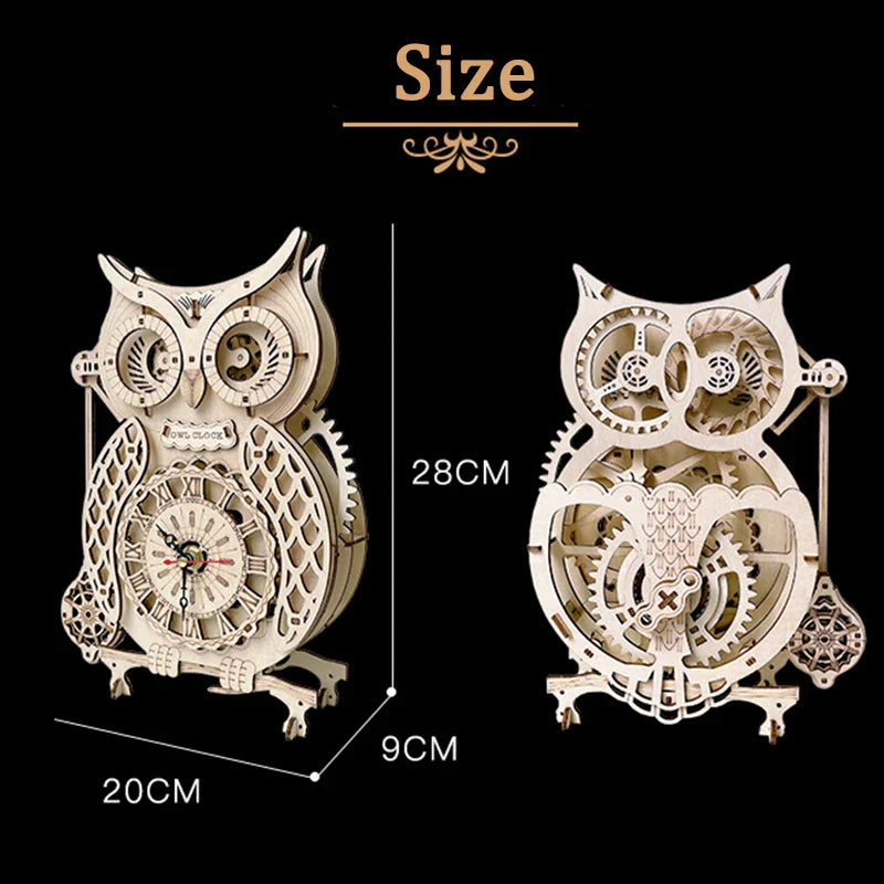 3D DIY Wooden Puzzle Jigsaw Owl Pendulum Vintage