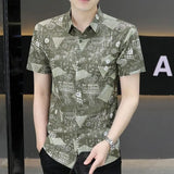 Summer Shirts for Men Turn-down Collar Business Short