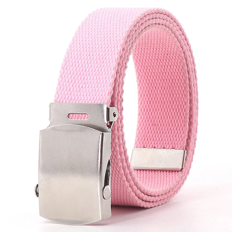 Colorful Canvas Weave Belt Casual Alloy Buckle Waistband