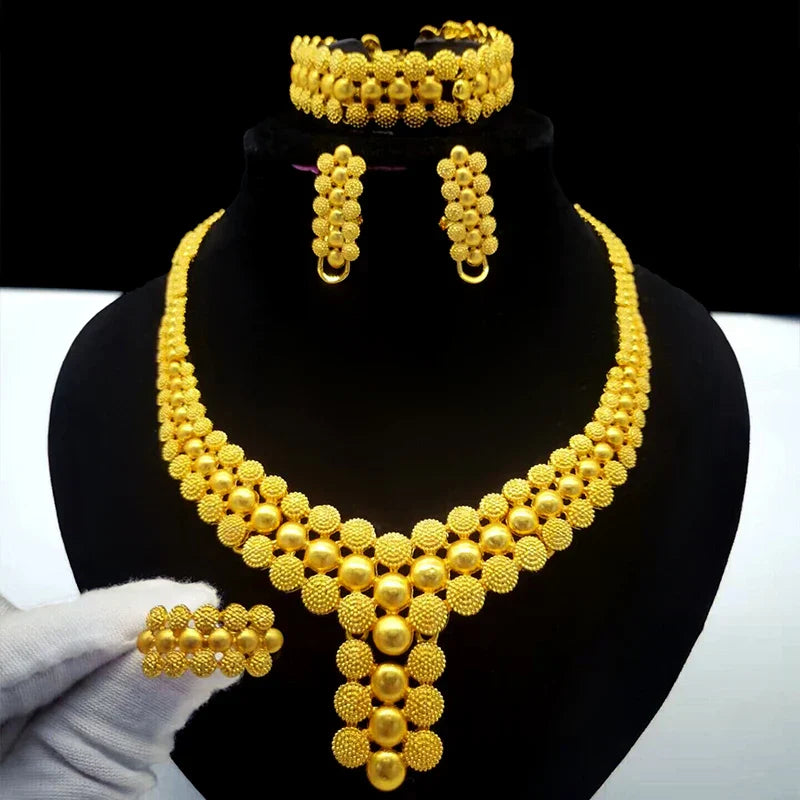 ANIID Indian 24K Gold Color Necklace Set For