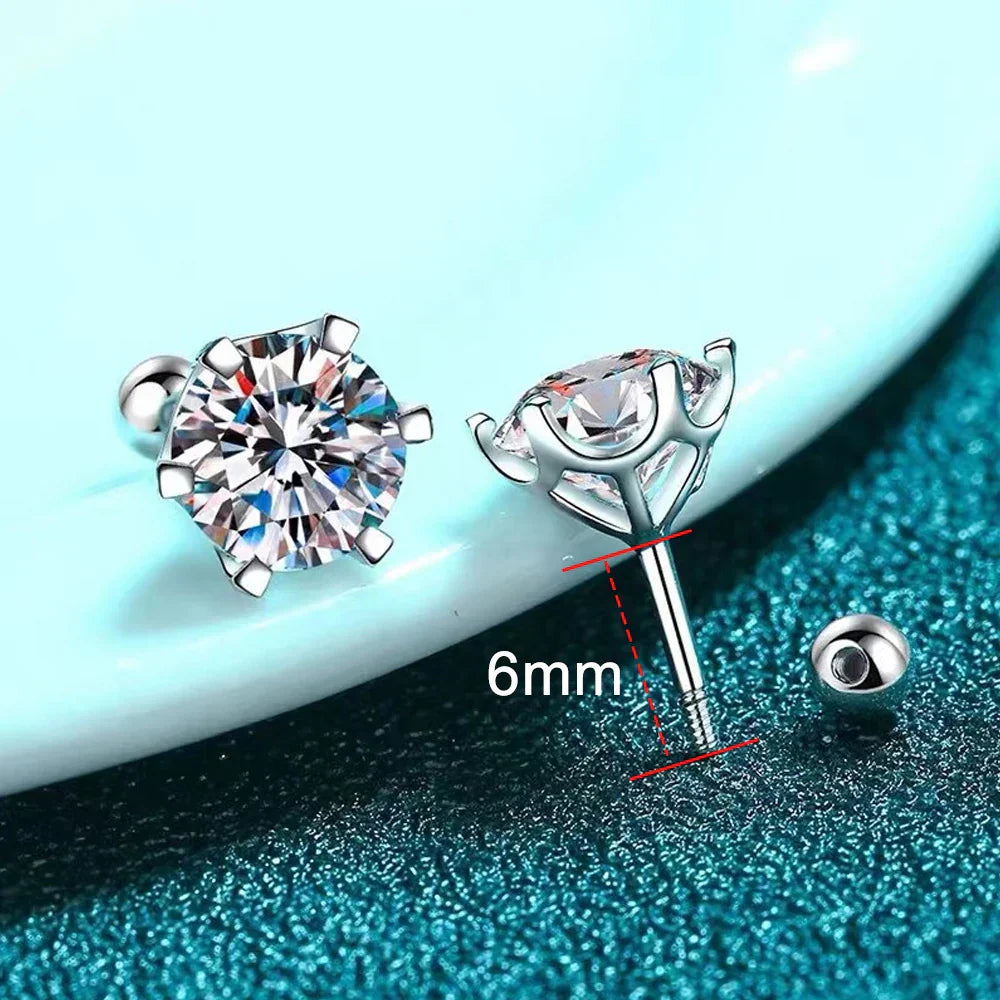 KNOBSPIN Moissanite Stud Earrings 18K White Gold Plated