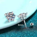 KNOBSPIN Moissanite Stud Earrings 18K White Gold Plated