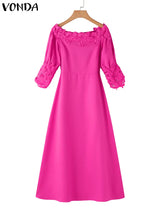 Plus Size 5XL VONDA Women Off Shoulder Maxi