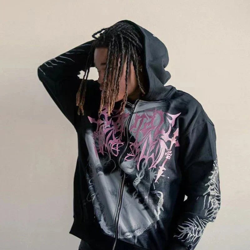 Kanye West Vintage Zip Up Hoodie Dinosaur Bone