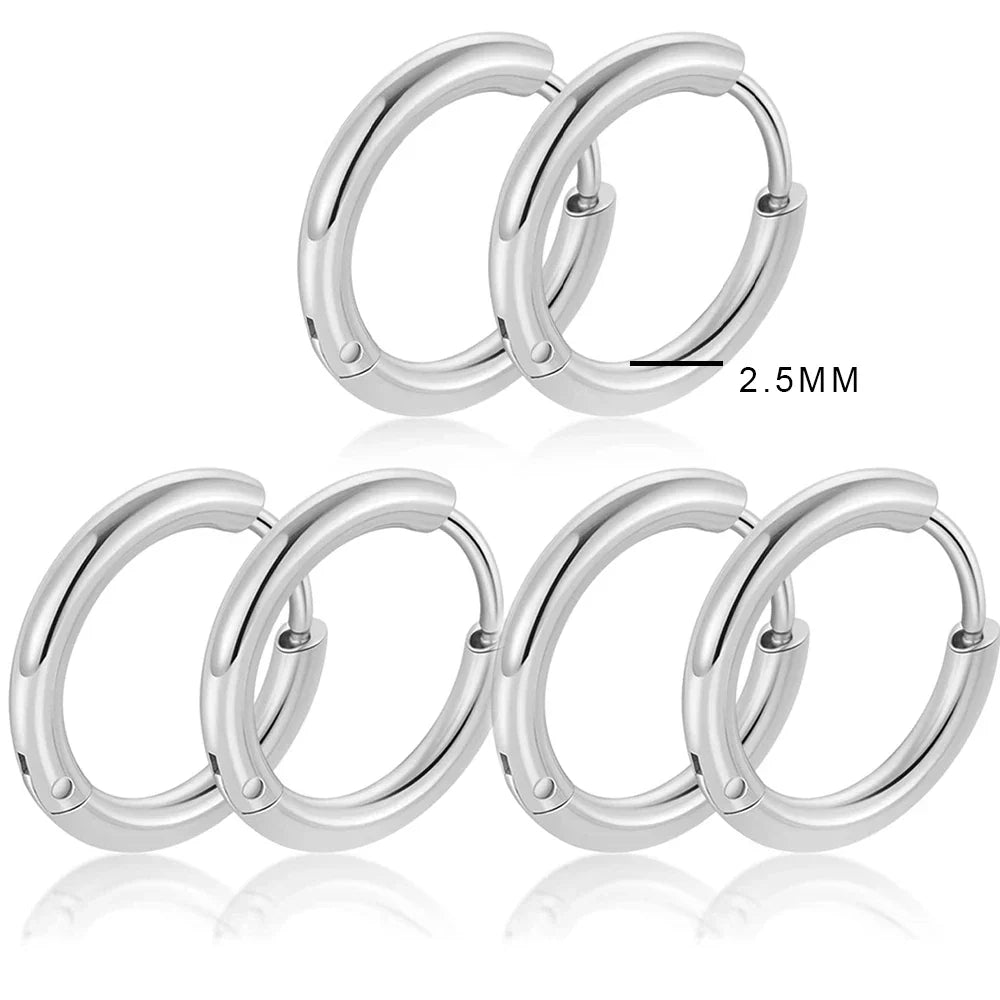 2PC /Set Stainless Steel Small Hoop Earrings for