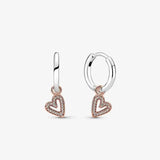 New 925 Sterling Silver Earring Pave Moments Heart
