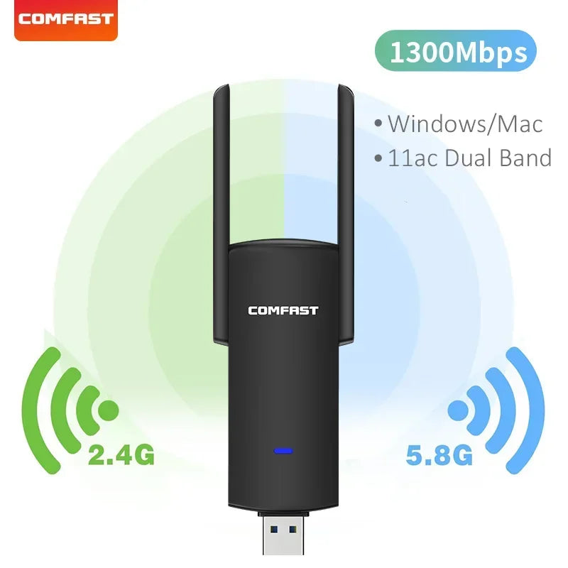 USB Wifi Adapter 1300Mbps RTL8812BU/CU Dual Band For