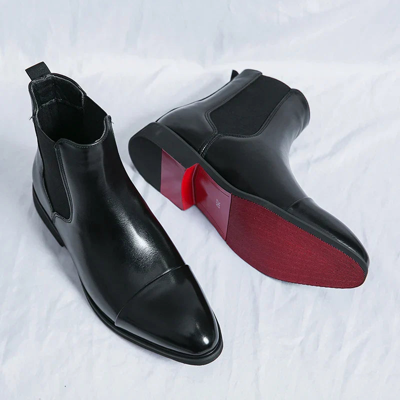 Chelsea Boots for Men Red Sole Pu Ankle