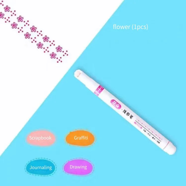 1/6Pcs/set Kawaii Flowers Line Shaped Highlighter Pens Roller