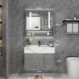 Marble Bathroom Cabinet Combination Solid Wood Intelligent Simple