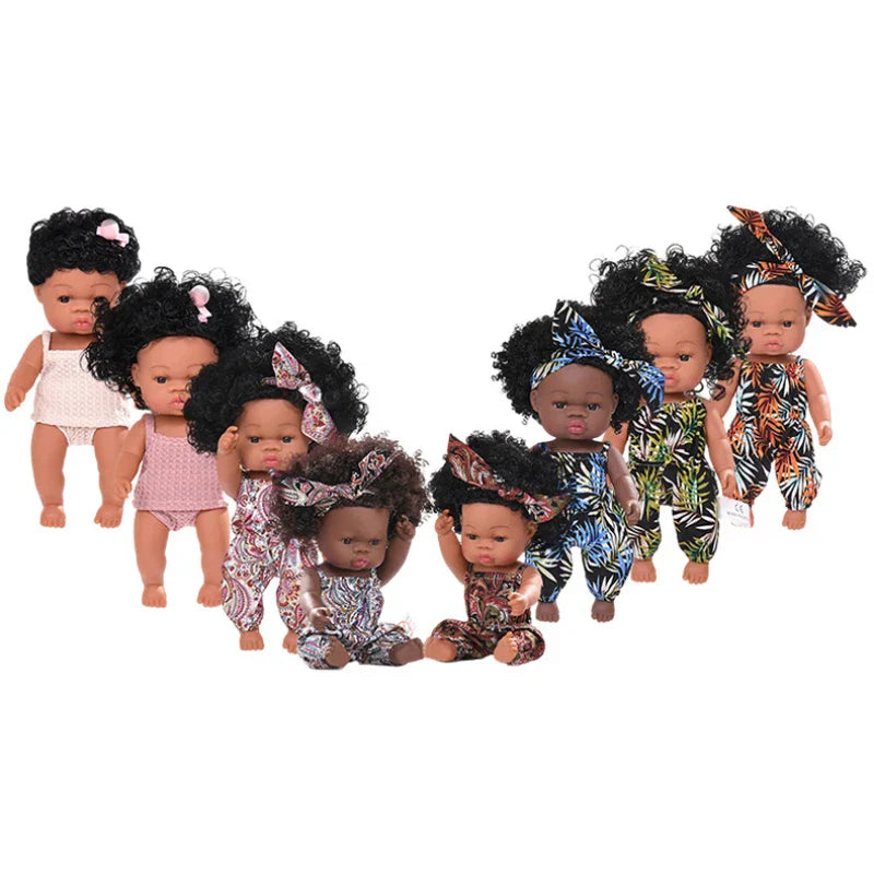 35cm Newborn Reborn African Doll Baby Simulation Soft