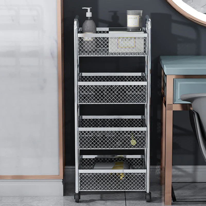 Food Trailer Trolley Rolling Cart Organizer Metal Vegetable