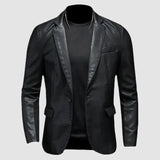 Men's Casual Leather Dress Suit Coat Casual Pu