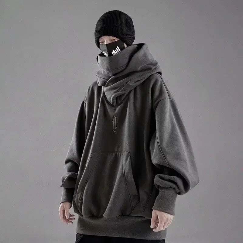 Embroidery Turtleneck Sweatshirt For Men Japanese Ninja Hoodies