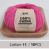 QJH 10PCS 100% Organic Cotton Yarn Pure/Mixed Color