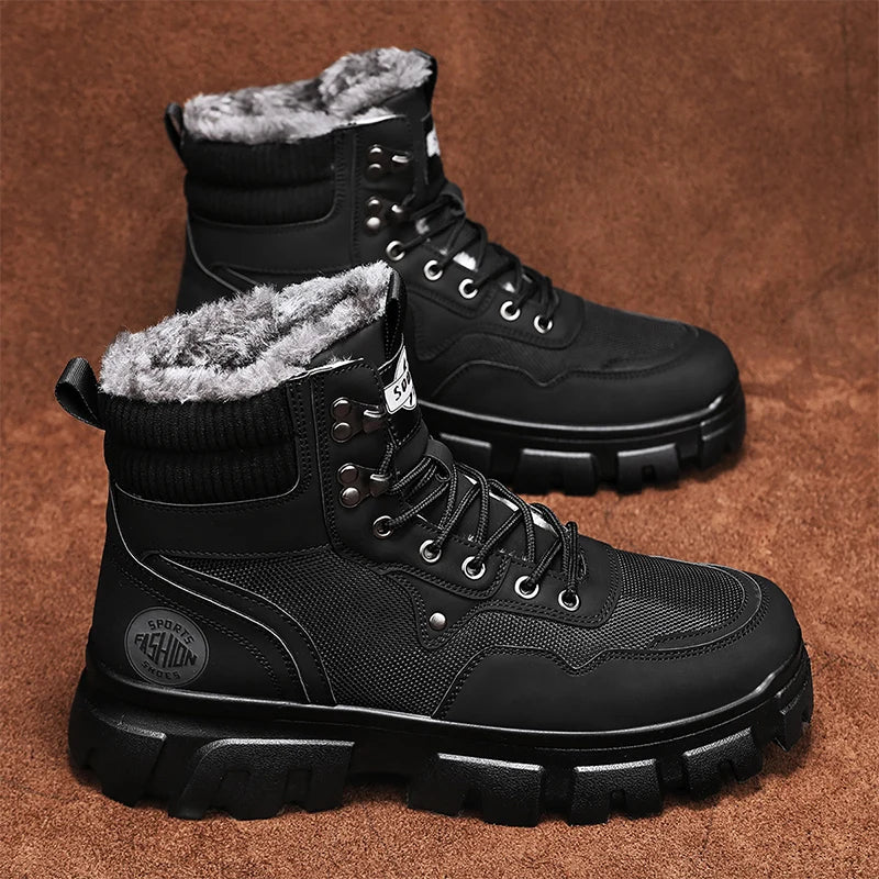 Ankle Boots Men's Winter Biker Motorcycle High Top