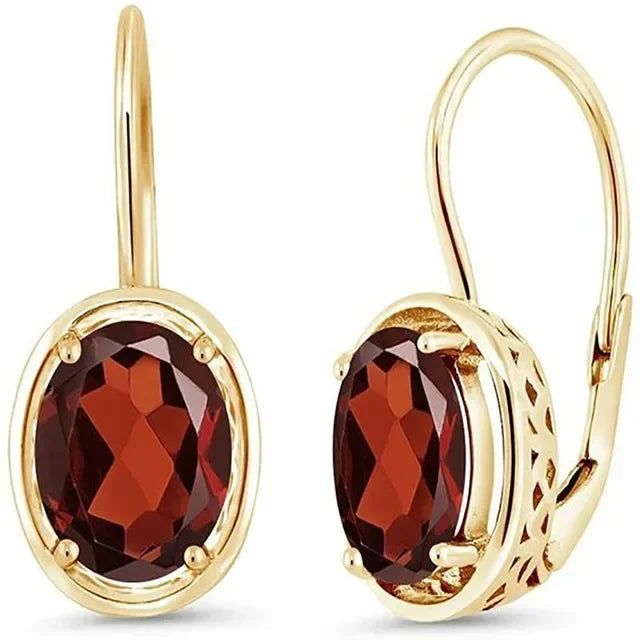 Exquisite Women Gold Plated Red Dangle Earrings for