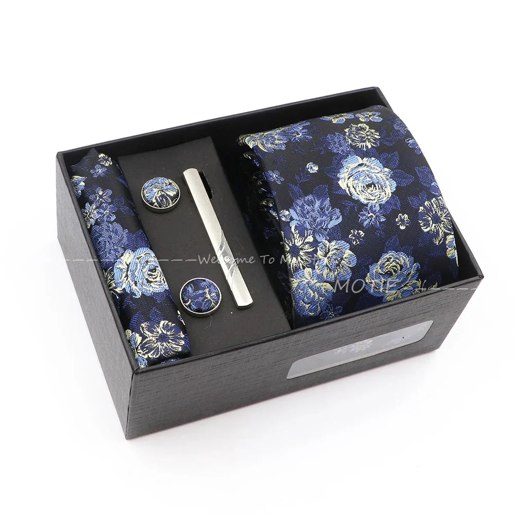 Gracefully Polyester Tie Set With Box Red Floral