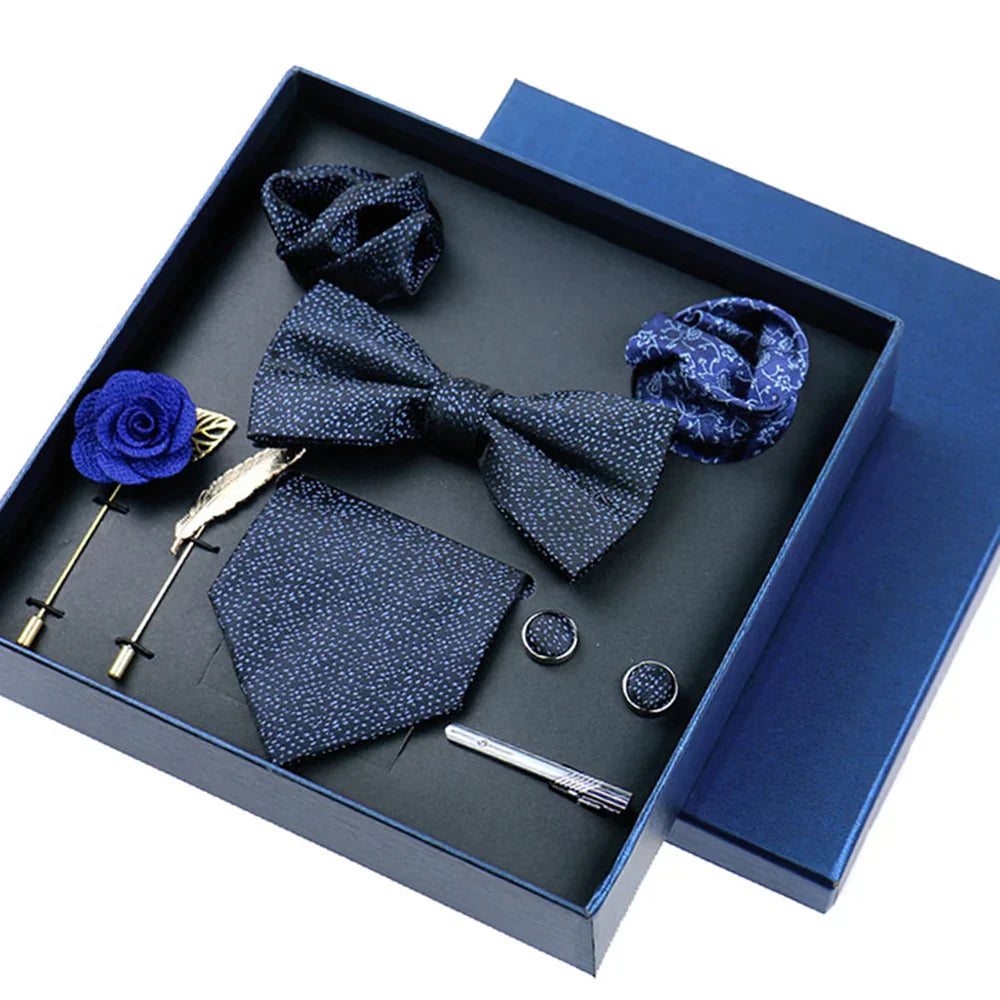 8piece Set Bussiness Blue Ties For Mans Floral