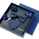 8piece Set Bussiness Blue Ties For Mans Floral