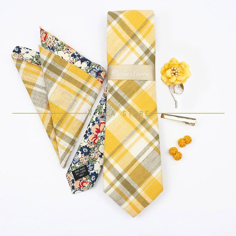 5 PCS Luxury Cotton Patchwork 7cm Tie Set