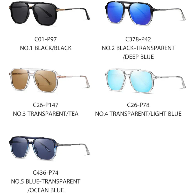 Men's Polarized Sunglasses UV400 TR Metal Colorful Square