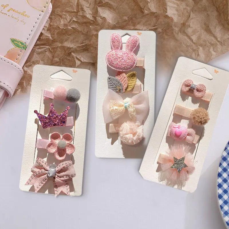 12Pcs Set Animal Crown Flower Baby Hairpins Sweet