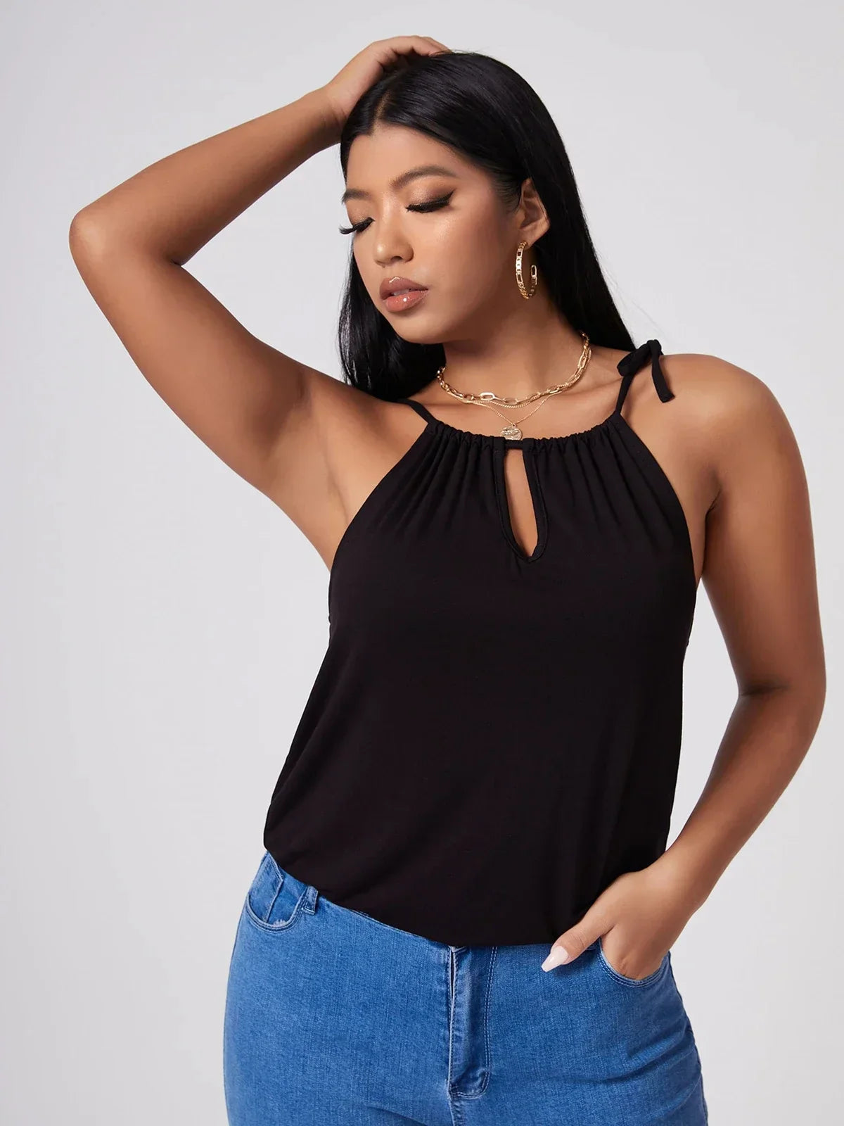 Plus Size Sexy Hater Neck Summer Casual Top