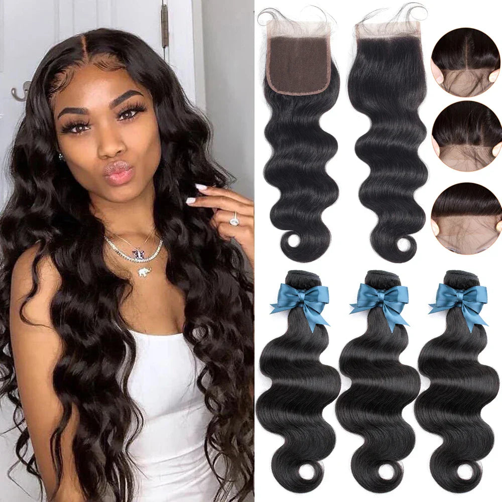 Brazilian Hair Weave Bundles With Frontal 13x4 HD