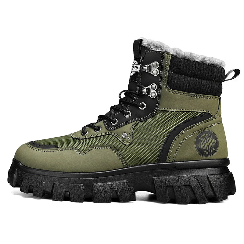 Ankle Boots Men's Winter Biker Motorcycle High Top