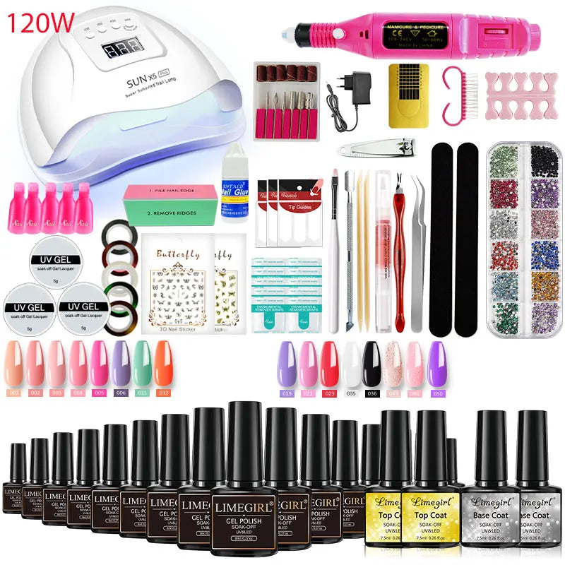 Nail Art Acrylic Nail Polish Set with UV