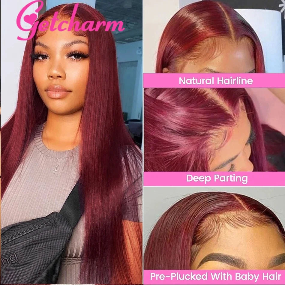 99J Burgundy Straight 13x4 Lace Front Human Hair