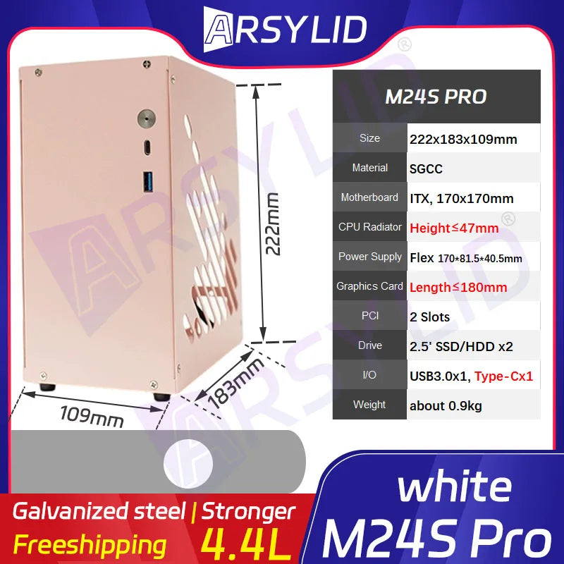 4.4L M24 Mini ITX A4 Chassis 180mm Graphics