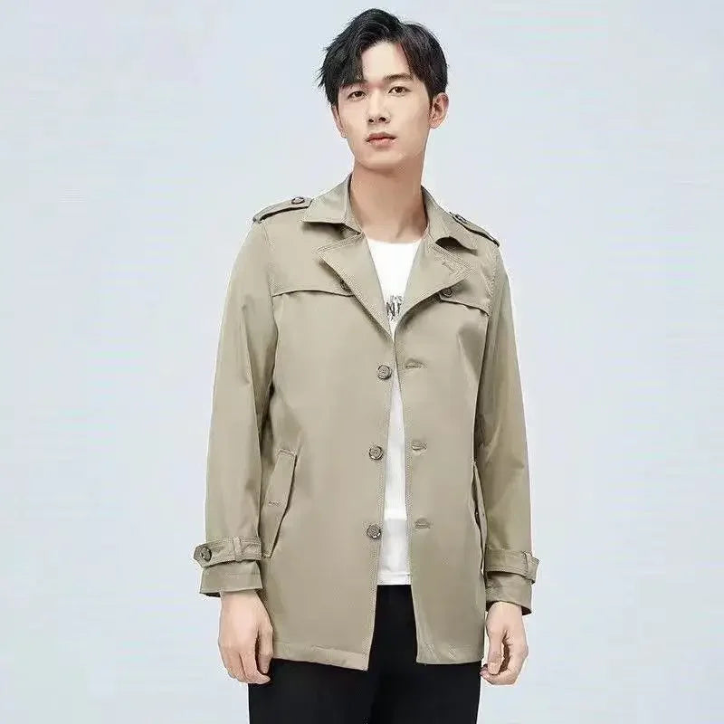 Fashion Men's woolen Coats Solid Color Single Breasted