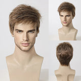 Bob Pixie Cut Wig for Men Light Brown