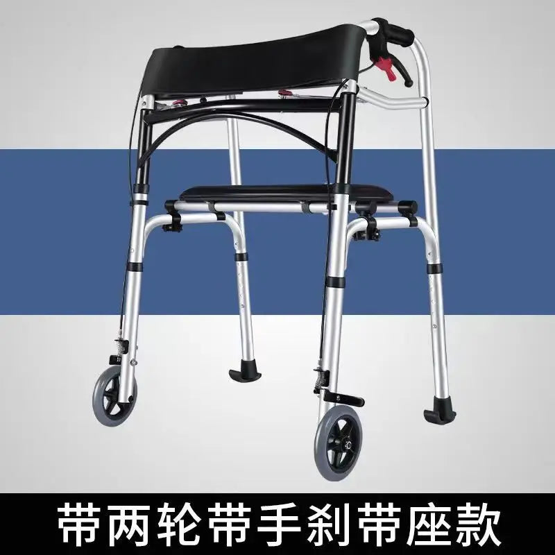 Foldable Elderly Walking Assist Crutch Chair With Wheels