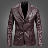 PU Jacket Men Solid Color Leather Coat Jacket