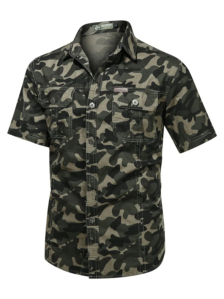 Camo Tactical Shirts Men Summer Camouflage Army Green