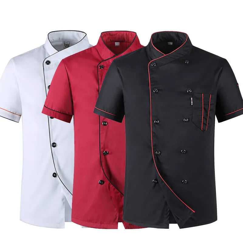 Short Sleeve Restaurant Chef Kitchen Work Uniforms Double