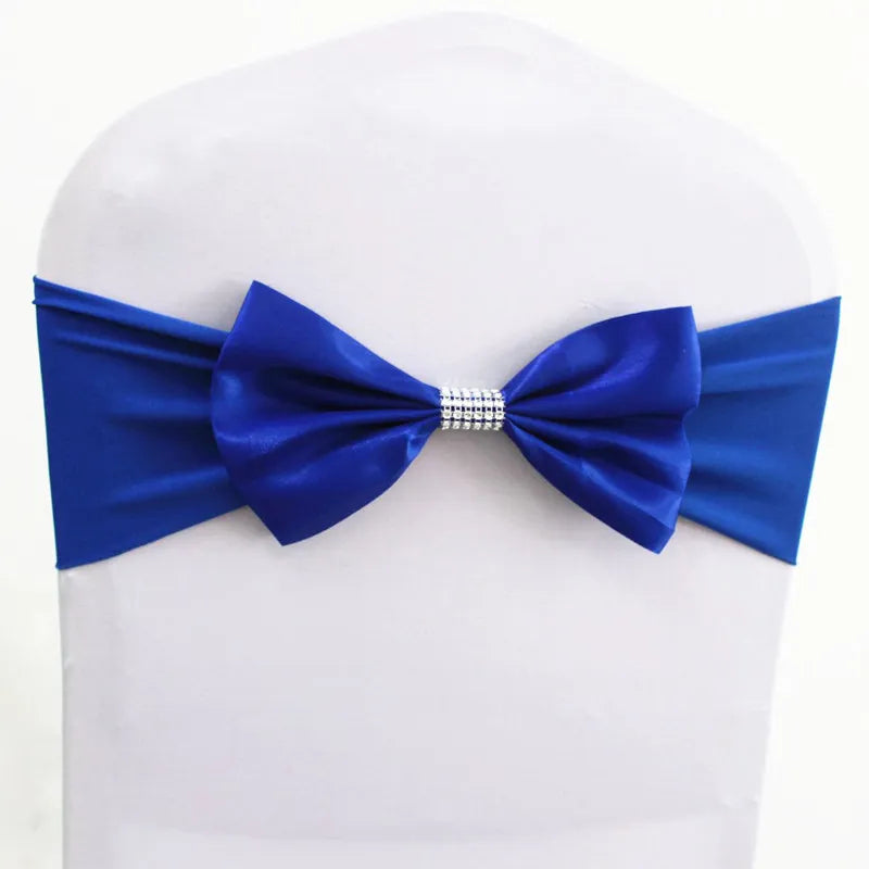 10pcs/50pcs Free Tie Wedding Satin Chair Sash Elastic