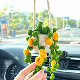 NEW Cute Potted Plants Crochet Car Basket,Hanging Plant