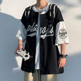 Street Hiphop Color Contrast Stitching Baseball Shirt Cardigan